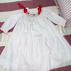 Stitchy fish Christmas smocked dress 3t